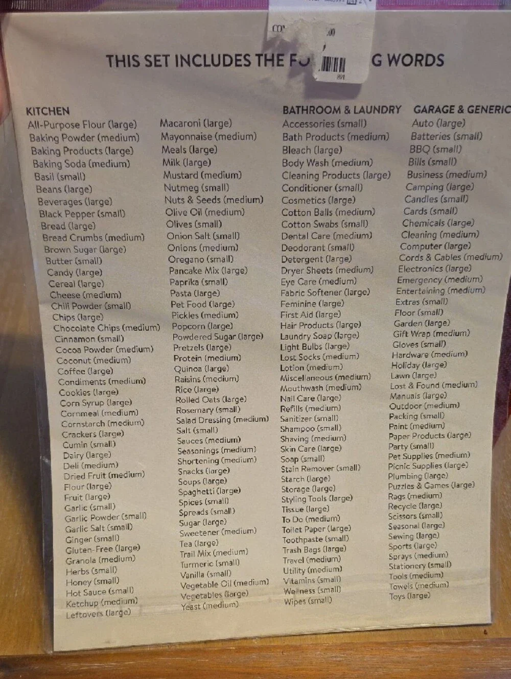 Rae Dunn Clear Organizing Labels with Black Text